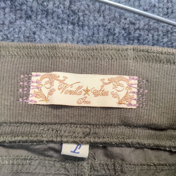 Vanilla Star Women's Straight Leg Cargo Pants Green Large Drawstring Waist - Picture 9 of 12